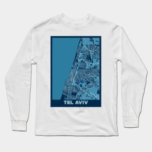 Tel Aviv - Israel Peace City Map Long Sleeve T-Shirt